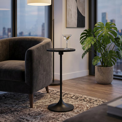 Jackins Luxury Marble End Table, Tall Round Marble & Metal Side Table Modern Accent Table or Drink Table For Living Room, Bedroom, 27”