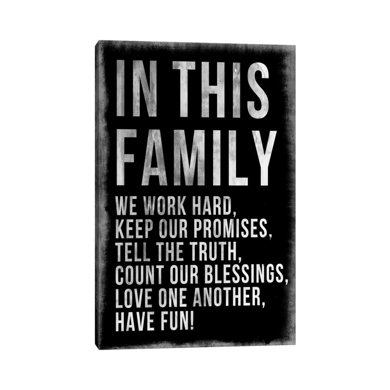 Family Rules Chalkboard - Wrapped Canvas Print, 20.32 cm H x 30.48 cm W