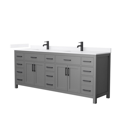 Beckett 84" Freestanding Double Bathroom Vanity with Quartz Top