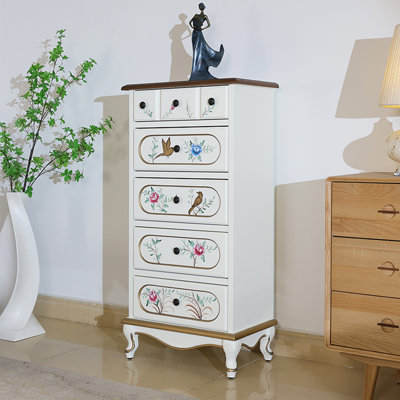 Hand-Painted Floral Storage Accent Chest