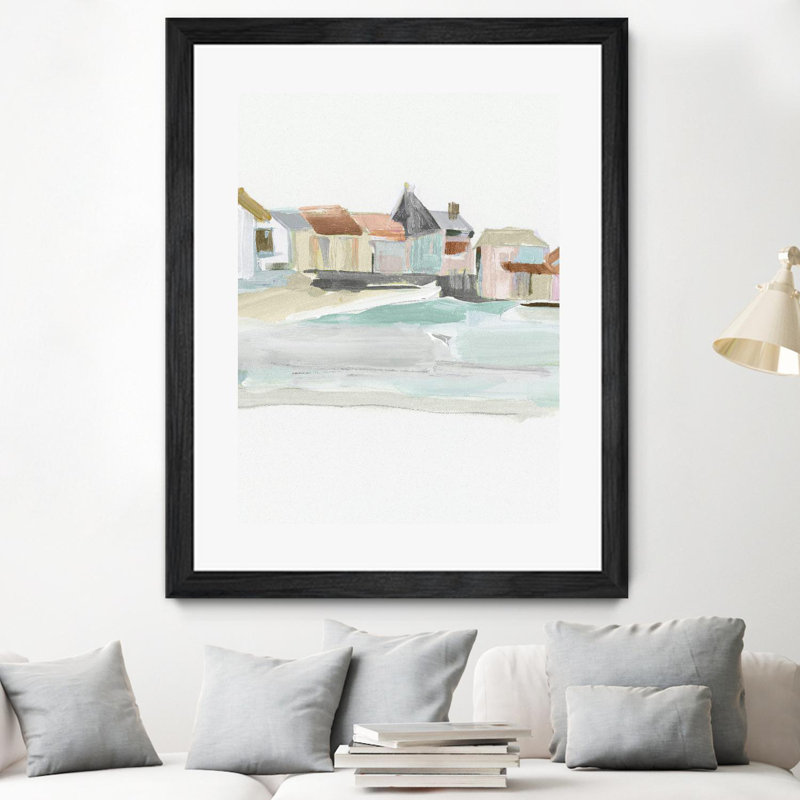 Seaside Tranquility I 30x40 Framed Canvas Art in Black