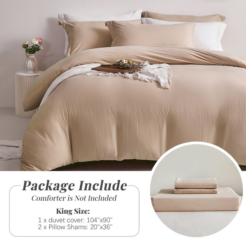 MILDLY Home essentials Super Soft Duvet Cover - 100% Washed Microfiber Comforter Cover Set 3 Pieces,Wrinkle-resistant and highly elastic