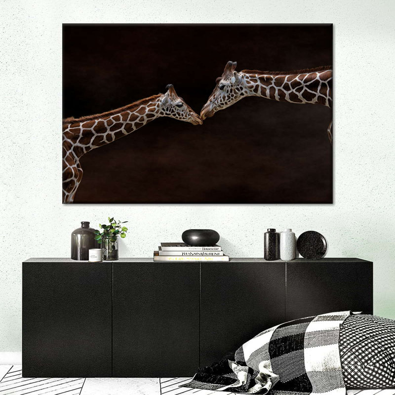 Giraffe Affection Canvas Print, 8" H x 12" W x 1" D