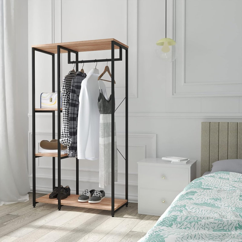 Makowski 90cm Clothing Rack, Black/Light Oak