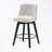 Set of 2 Swivel Linen Upholstered Bar Stools with Tufted Backrest-415985423