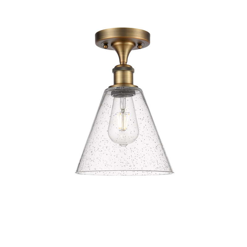 Plafonnier semi-encastré 1 lumière Amabl, Ampoule non incluse, H 11,75 po x l 8 po x P 8 po, Laiton brossé