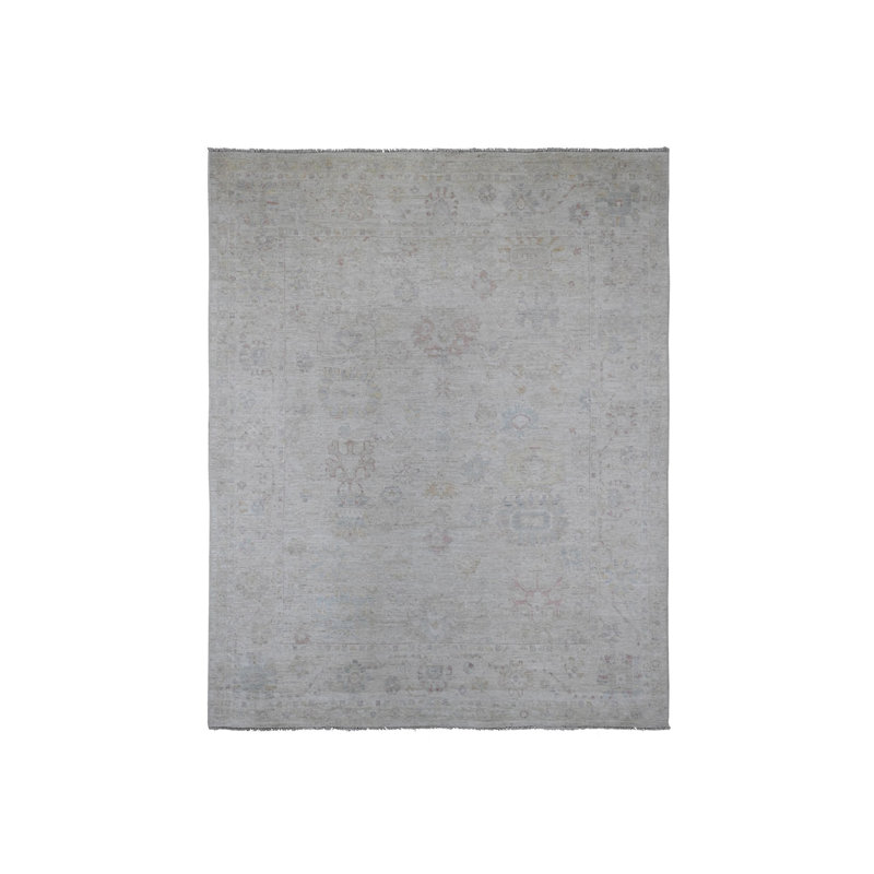 Tapis gris en laine noué à la main 7 pi 10 po x 9 pi 8 po B9E15B48EDC04459847A8A539C4A6A12