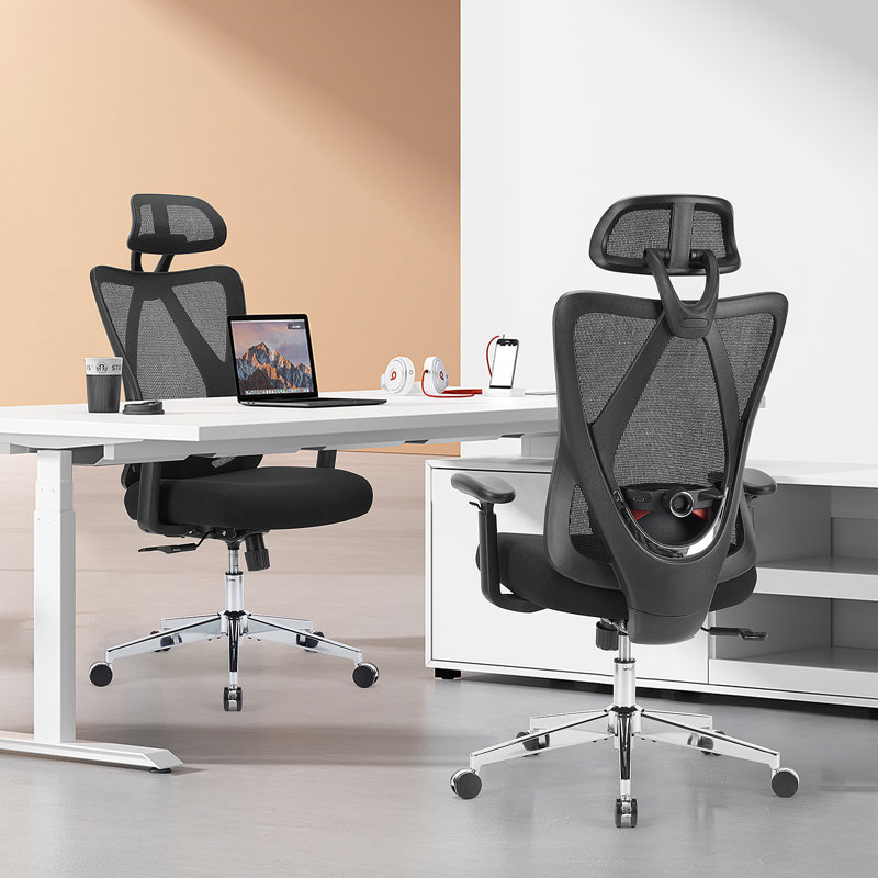Lajace High Back Mesh Ergonomic Office Task Chair with Adjustable Headrest, Armrest, Lumbar Support, Black