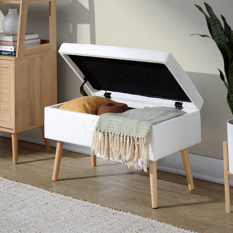 Banc, tissu / bois naturel - crème
