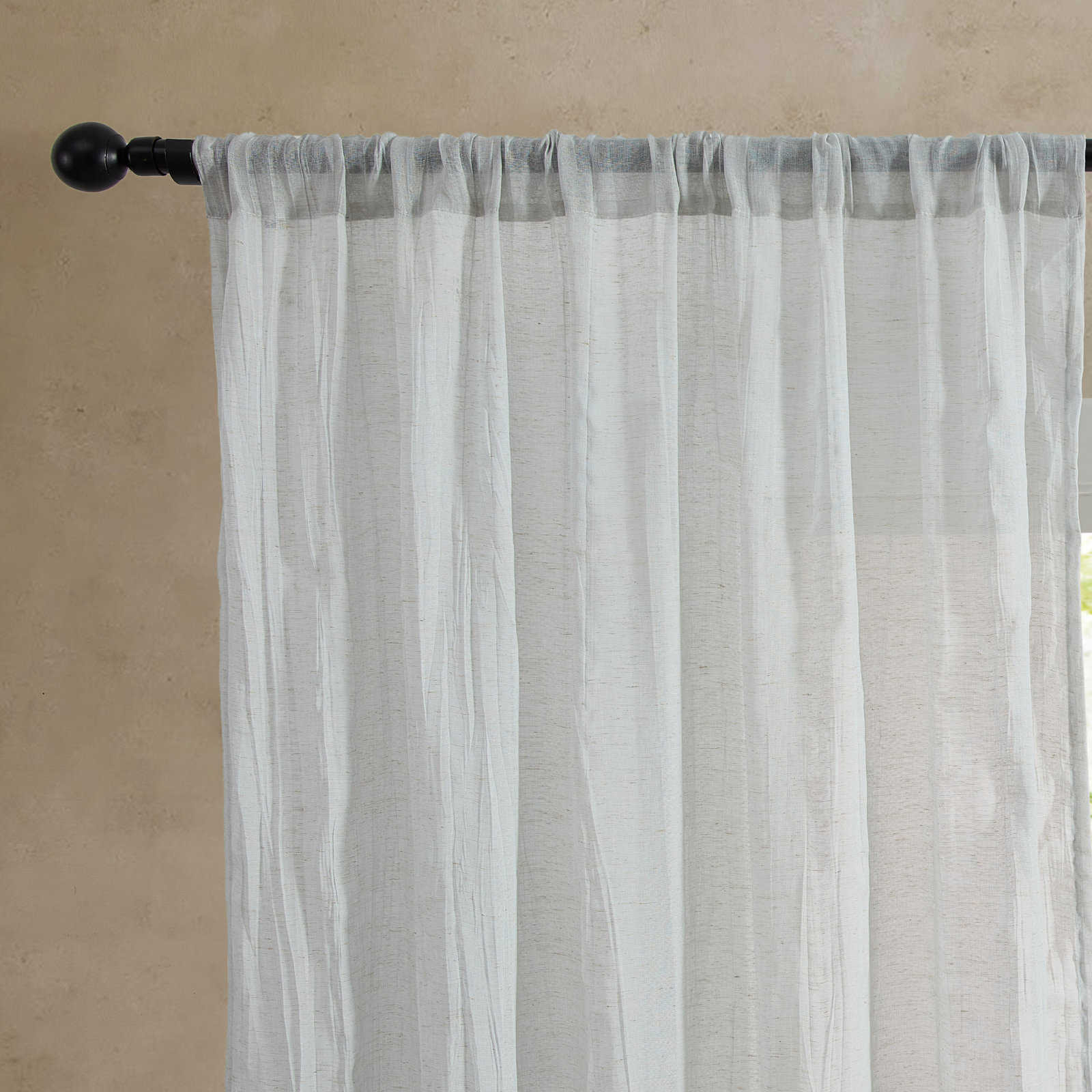 Solid Semi-Sheer Curtain Panels, Light Gray, 50" W x 63" L