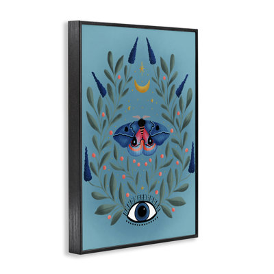 Mindfulness Moth & Eye Framed Giclee Art, Design By Metka Hiti