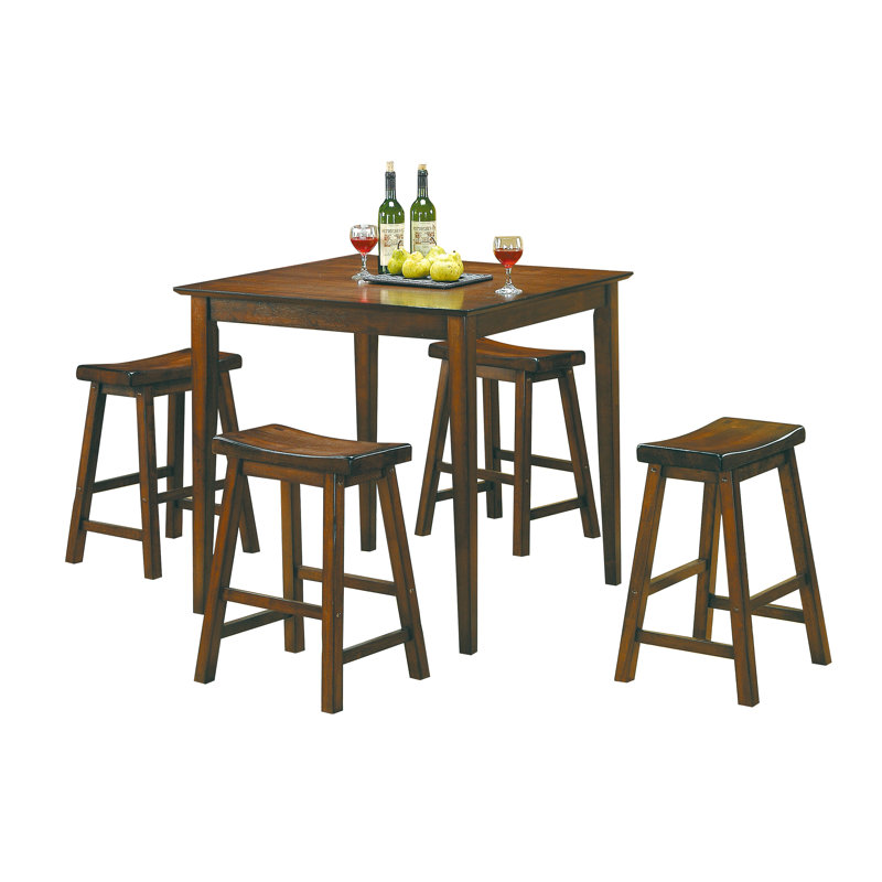 Ensemble de tabourets à hauteur de bar de 29 pouces de 2 pièces pour siège de selle en bois massif, Brun