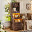 2 Drawers Farmhouse Tall Nightstand with Charging Station and Bookshelf-459524281-466995368