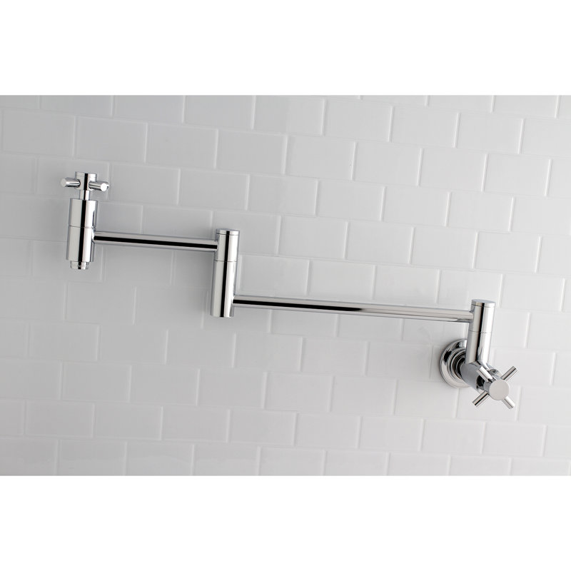 Kingston Brass Concord Two-Handle 1-Hole Wall Mount Pot Filler Faucet, Polished Chrome