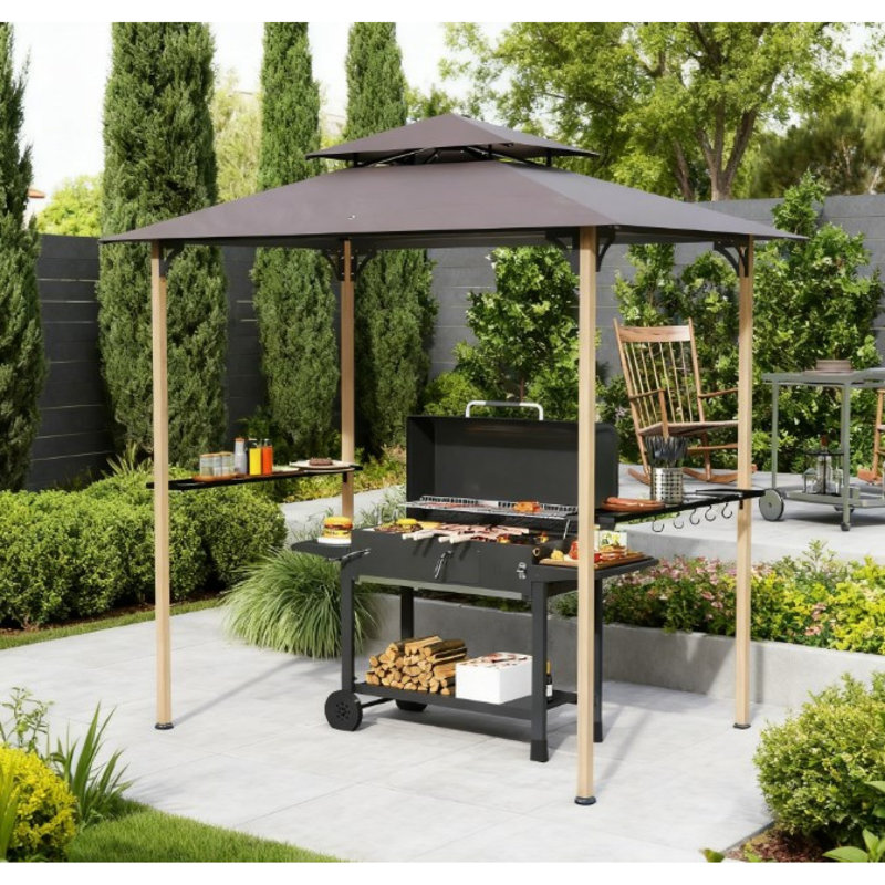 Auvent de barbecue spacieux avec rangement, structure moderne en métal pour barbecue familial