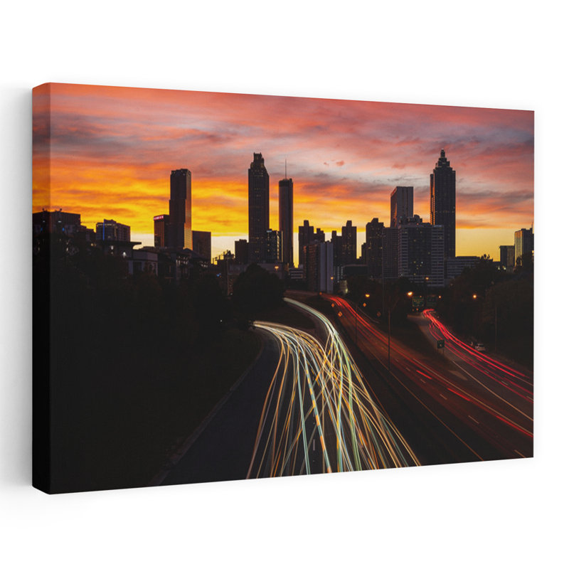 Downtown Atlanta Skyline From The Jackson Street Bridge Atlanta Georgia USA by Ellis Vener - Wrapped Canvas Print