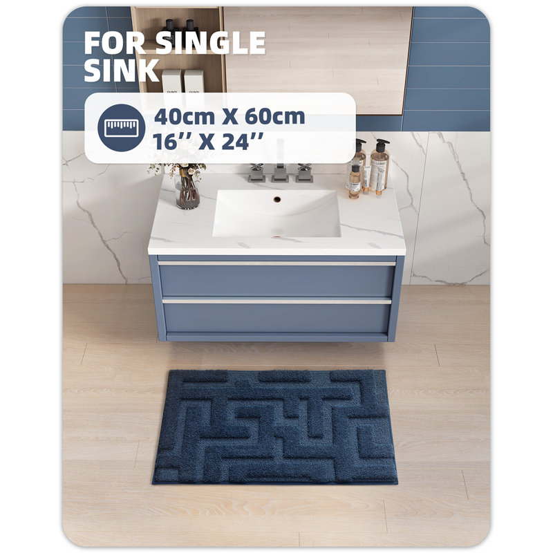 Tapis pour salle de bain Sighrik, L 16 po x l 24 po, Bleu