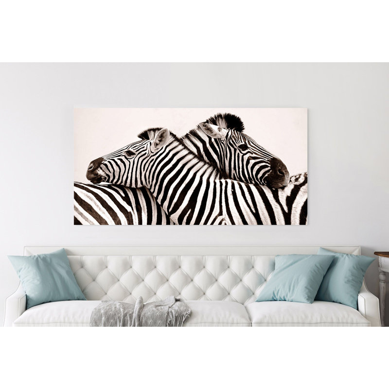 Zebras In Love - Wrapped Canvas Print, 60cm H x 120cm W