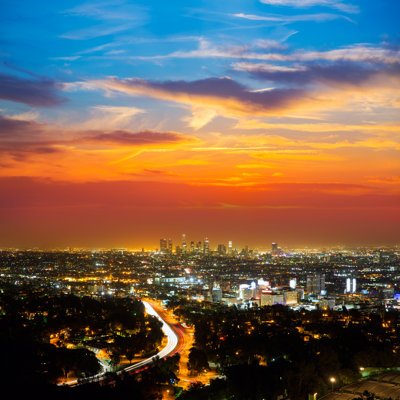 Prejean Downtown LA Night - Wrapped Canvas Print