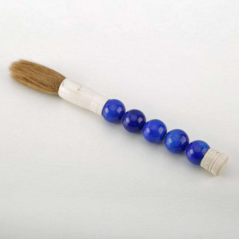 Lily's Living 11" Green Hand Carved Jade Lucky Pattern Calligraphy Brush