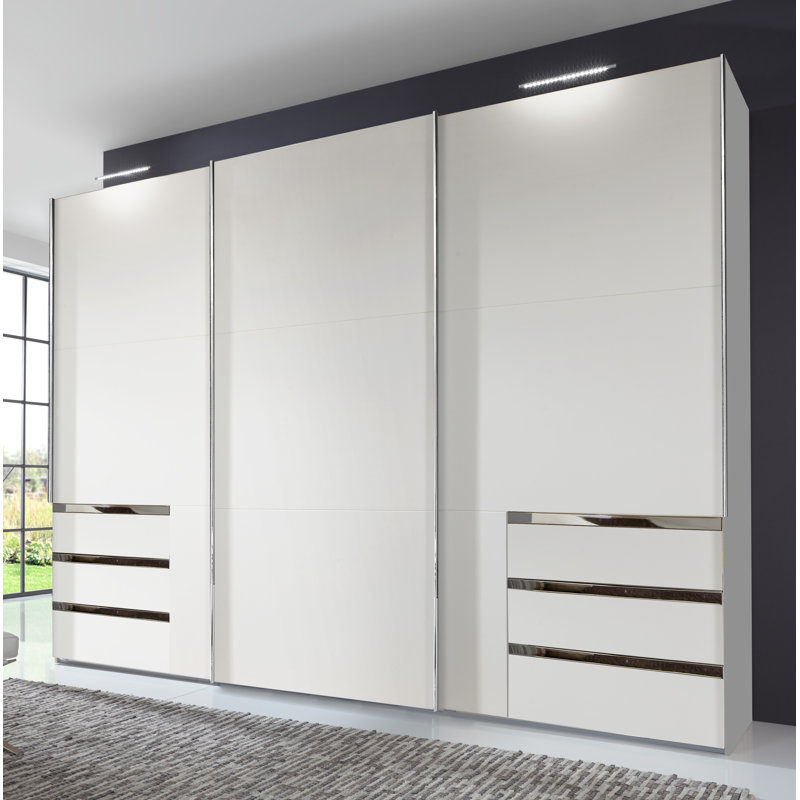 Jonestown 3 Door Manufactured Wood Wardrobe, White, 216cm H x 300cm W x 65cm D
