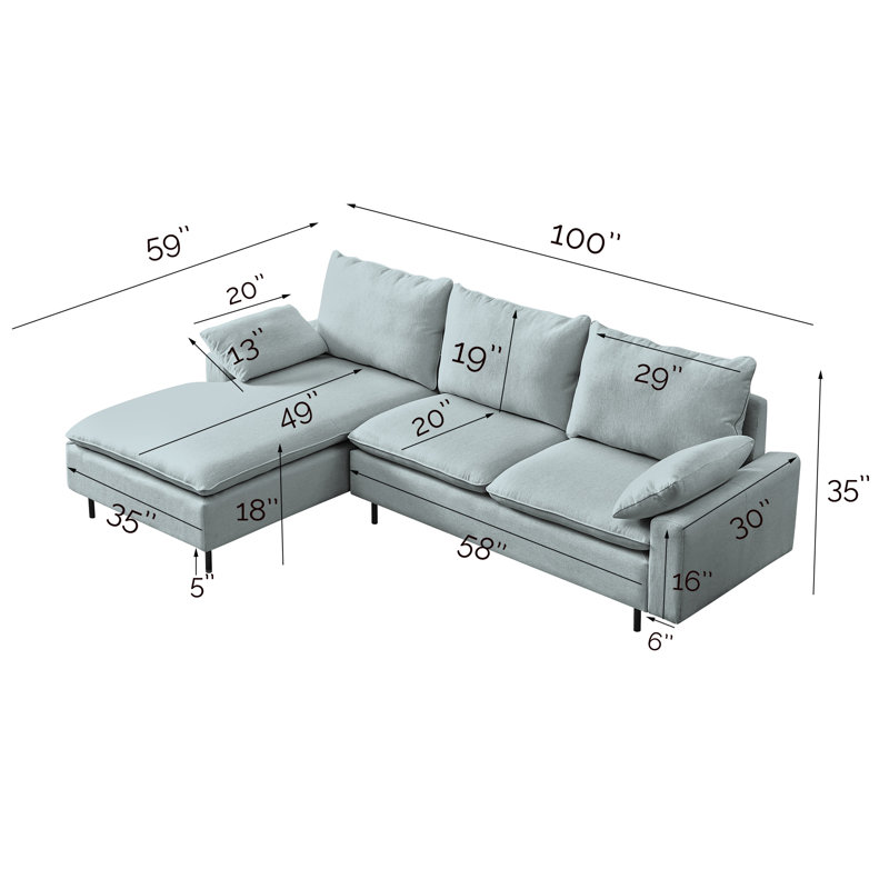 Canapé modulaire en L avec coussins décoratifs Arv? Ds, Lin gris