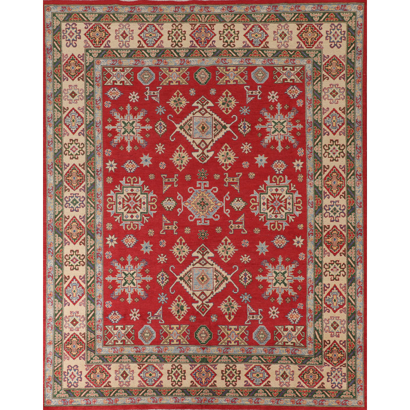 Handmade Red Kazak Oriental Area Rug 8