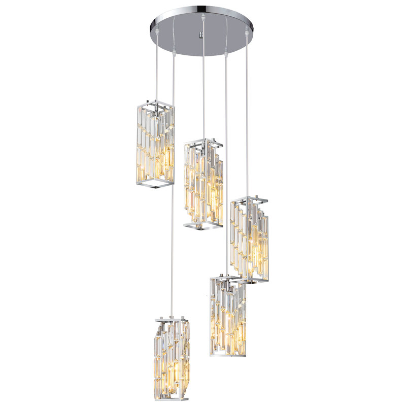 Dazay Light Cluster Rectangle Pendant Modern Pendant Light, Mini Crystal Chandeliers,Adjustable Pendant Light Fixture for Kitchen Island Dinning Room Bedroom
