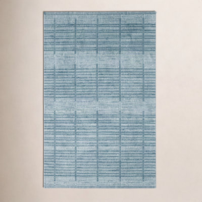 Nona Blue Hand-Woven Geometric Rug