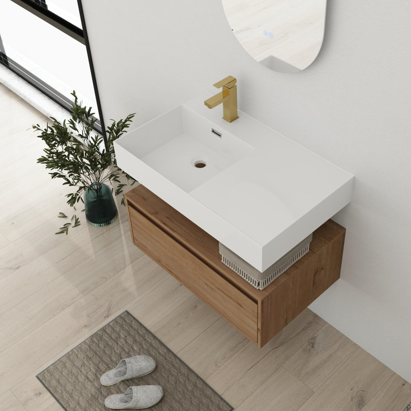 30'' Single Bathroom Vanity With Resin Top, Left
