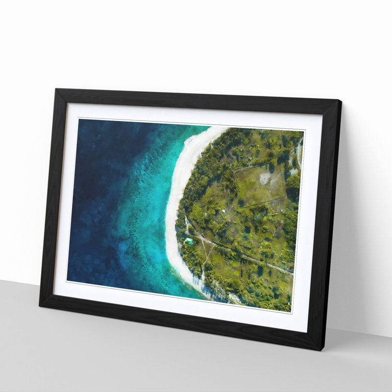 Saafu Point Road in the Maldives - Picture Frame Painting Print, 45cm H x 63cm W x 2cm D, Black Framed