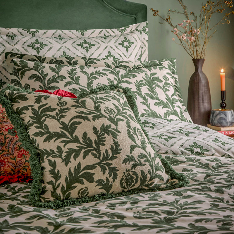 Hedera Cotton Blend Floral Duvet Cover Set with Pillowcases, Single Duvet Cover + 1 Standard Pillowcase