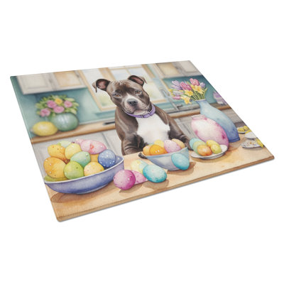 Décoration de planche à découper en verre Staffordshire Bull Terrier de Pâques