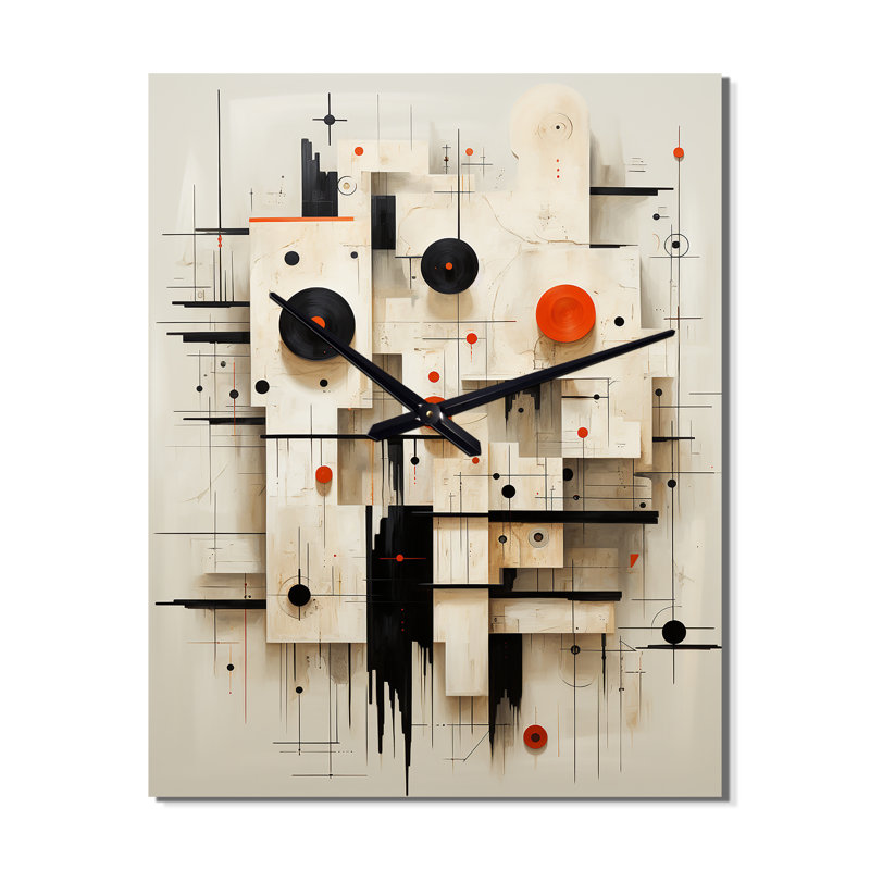 Garden Of Urban Groove Abstract Geometrics I - Horloge murale moderne surdimensionnée, H 40 po x l 30 po x P 1 po
