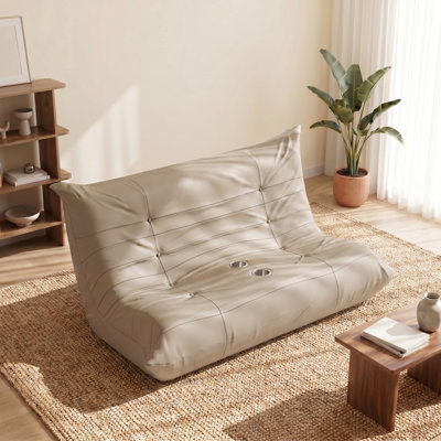 Wrought Studio 66.5" Caterpillar Floor Loveseat with Built In Cupholders Modern Ergonomic Frameless 2 Seater Tufted Sofa Couch for Living Room Gaming Room