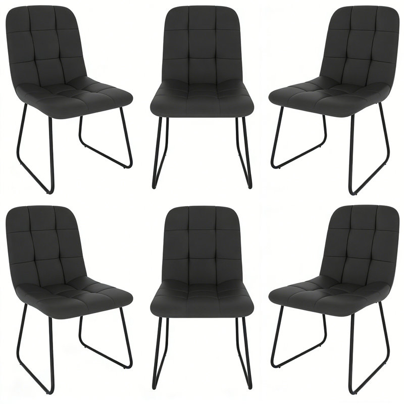 47cm H Tufted Upholstered Upholstered Back Side Chair in Brown, Black