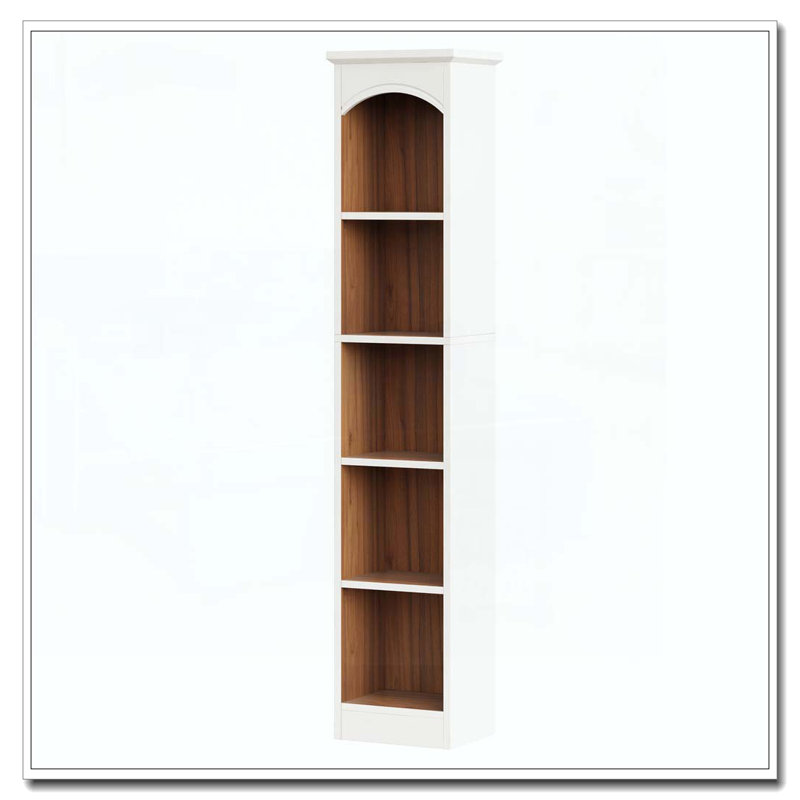 70.86" 5-Tier White & Oak Modern Slim Corner Cube Bookcase For Living Room, Office, Bedroom