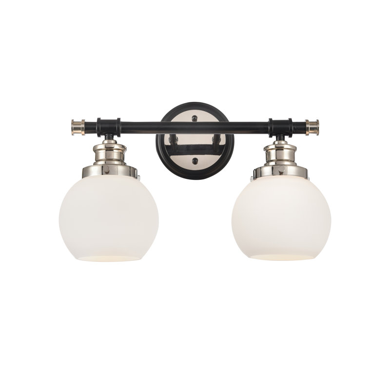 Éclairage pour meuble-lavabo à 2 lumières à intensité variable Coronita, Nickel poli noir, Transparent