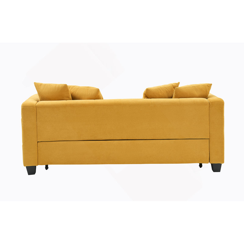Versatile Folding Three-Seater Sofa Bed with Premium Materials for Home Comfort, Yellow