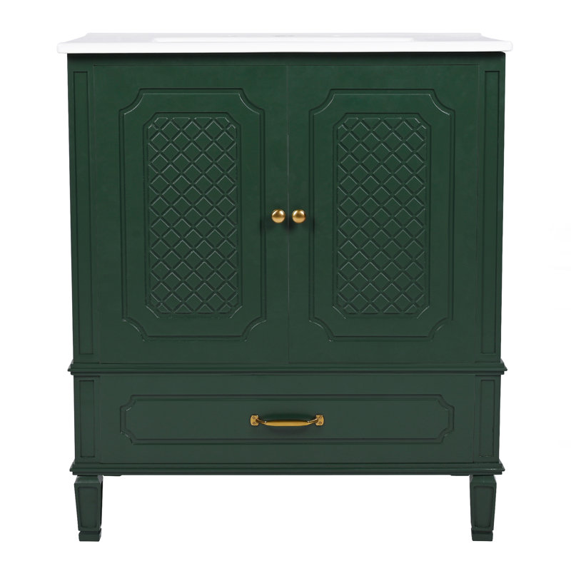 Meuble-lavabo de salle de bain avec lavabo, Vert