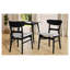 Ensemble de salle à manger 5 pièces de style Mid-Century moderne avec structure en bois d'hévéa, table noire et chaises rembourrées gris clair