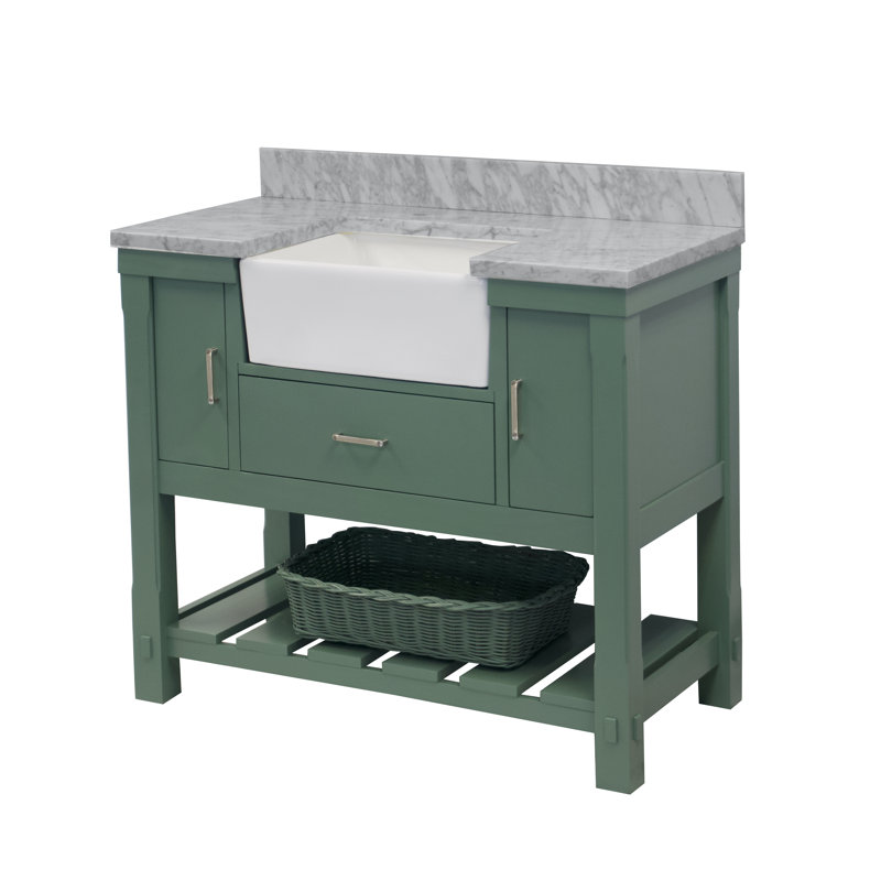 Ensemble de meuble-lavabo simple de 42 po Hitton, Sauge vert, Gris