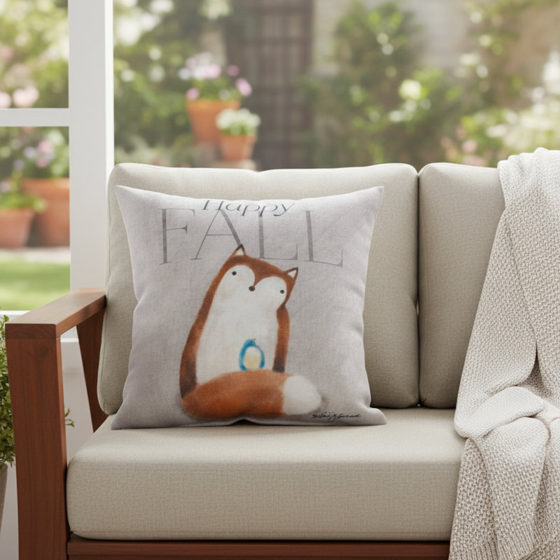 Happy Fall Throw Pillow 12" x 12"
