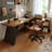 Nut-brown+Black L-Shaped Solid Wood+Iron desk-79790659-79790661