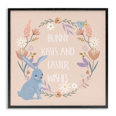 Bunny Kisses, souhaits de Pâques, estampe numérique encadrée par Nina Blue