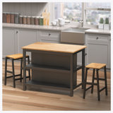 3 Pieces Dining Table Sets, with Fixed Table