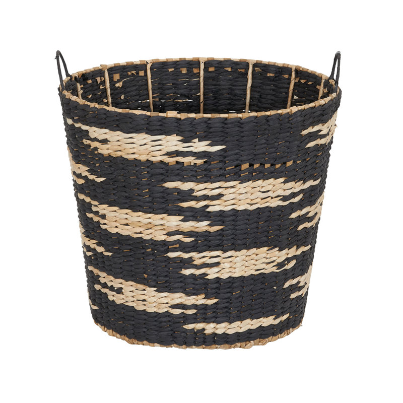 Cattail Tapered Woven Basket Decorative Storage Organizer with Handles