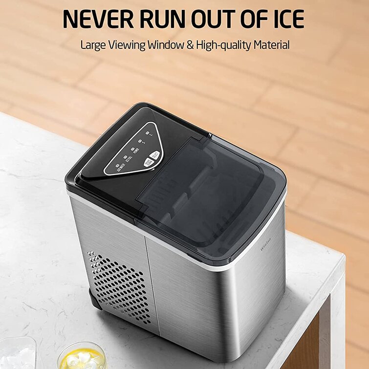KoolMore Stainless-Steel Built-in Ice Maker Machine with Large 25 lb. Cube  Storage Basket, Full Cube Production, Fast Ice Making Time