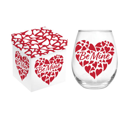 Valentine's "Be Mine" Stemless Glass, 17oz, Gift Box