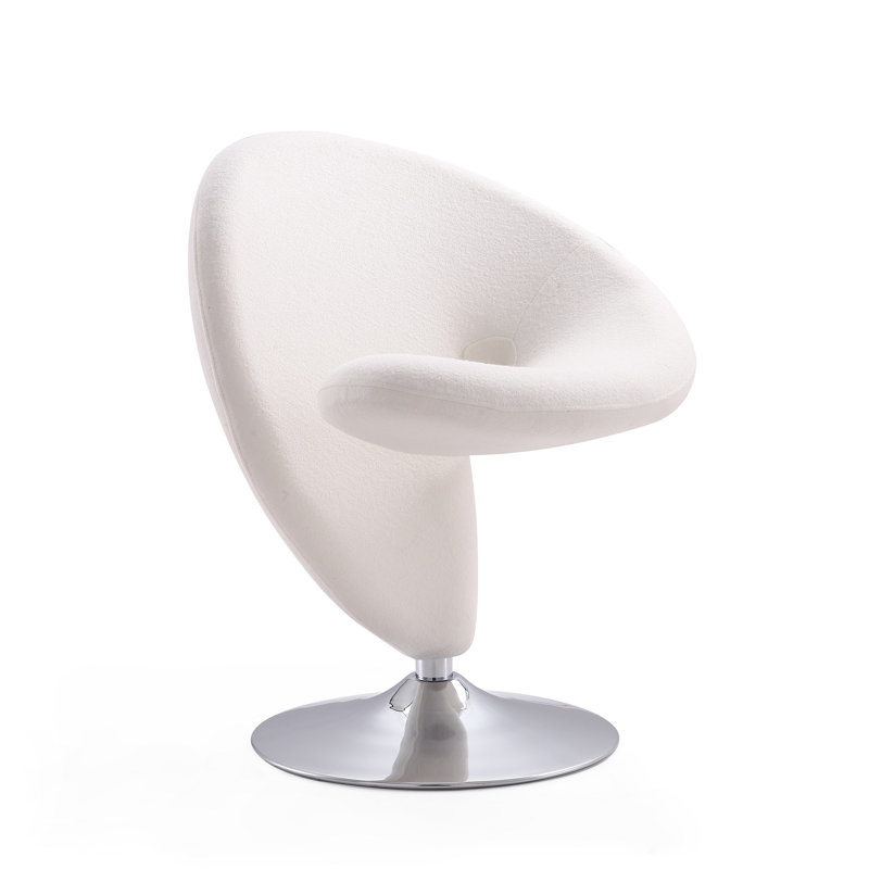 Fauteuil d'appoint pivotant Curl Modern, Mélange de polyester crème